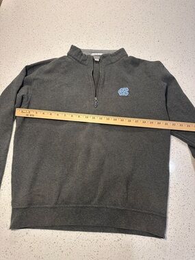 Peter Millar Men's Charcoal Half-Zip Sweater with Light Blue Logo